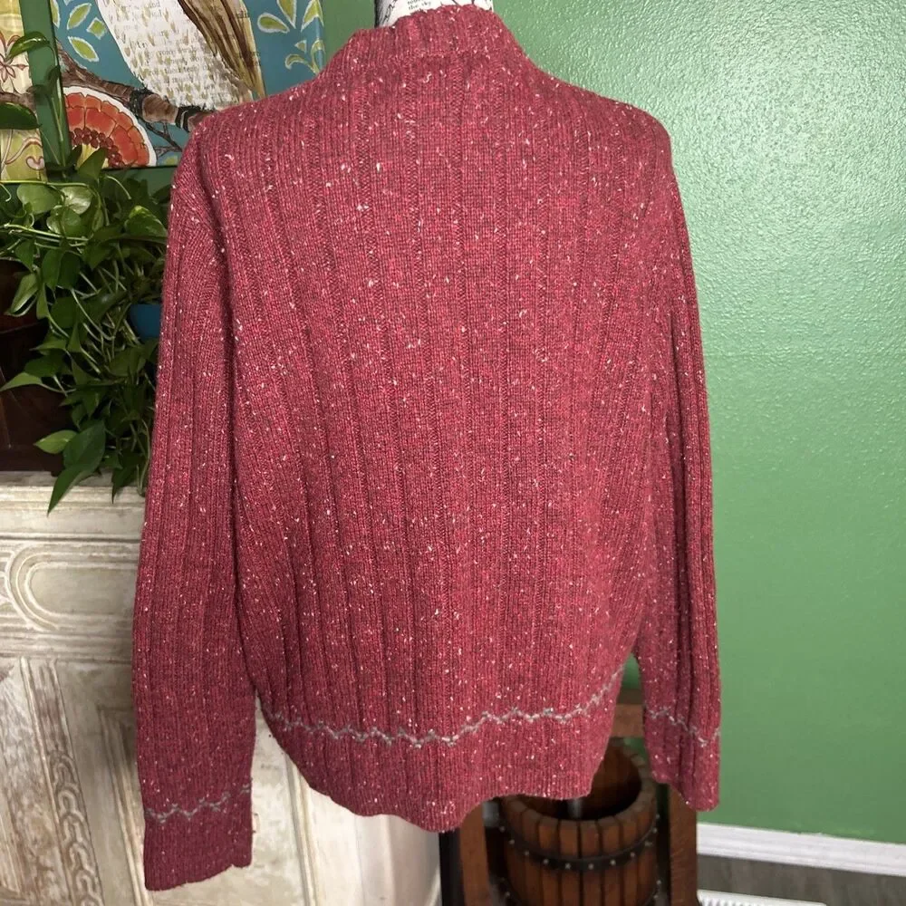 Vtg Woolrich Ruby Wool Blend Vneck Sweater XL 90s Preppy Grunge
